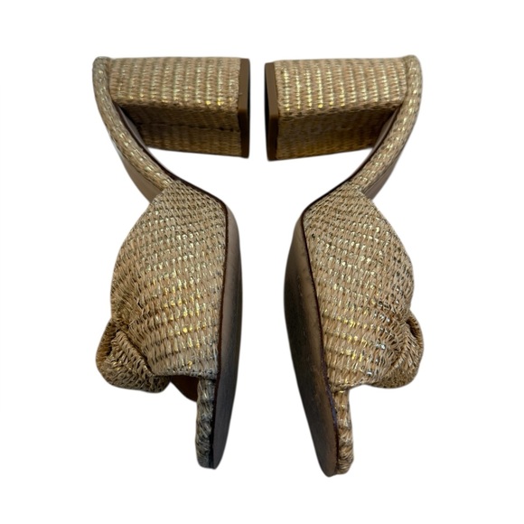 TUCKERNUCK Gold Raffia Blake Heels Size 9.5 - Picture 3 of 8